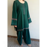 Emerald Elegance: Embroidered Marina Suit
