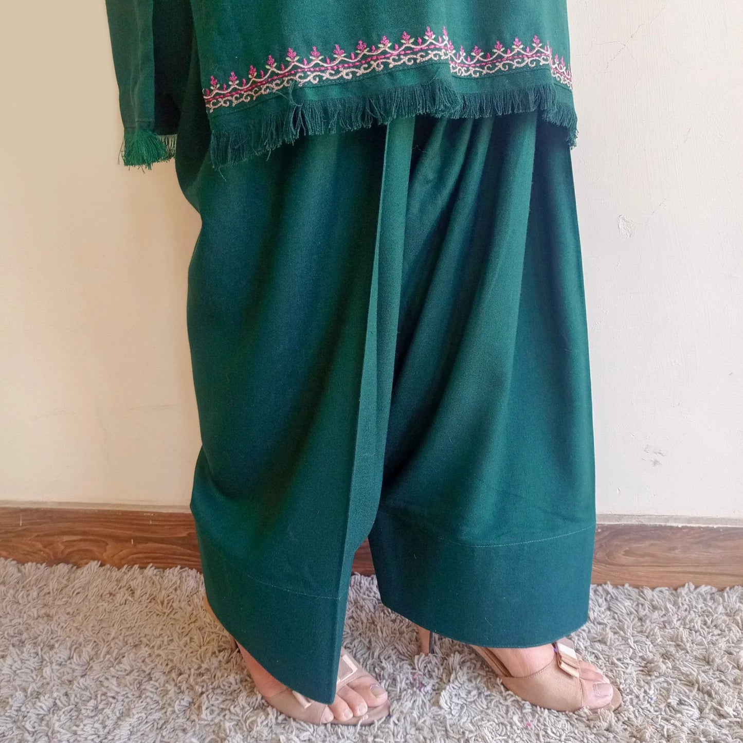 Emerald Elegance: Embroidered Marina Suit