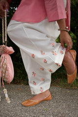 Coral Peach Embroidered Kurta with Embroidered Shalwar - 2pc