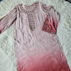 Terracotta Bloom: Embroidered Two-Piece Suit
