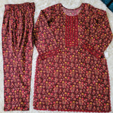 Maroon Petal Print Coords