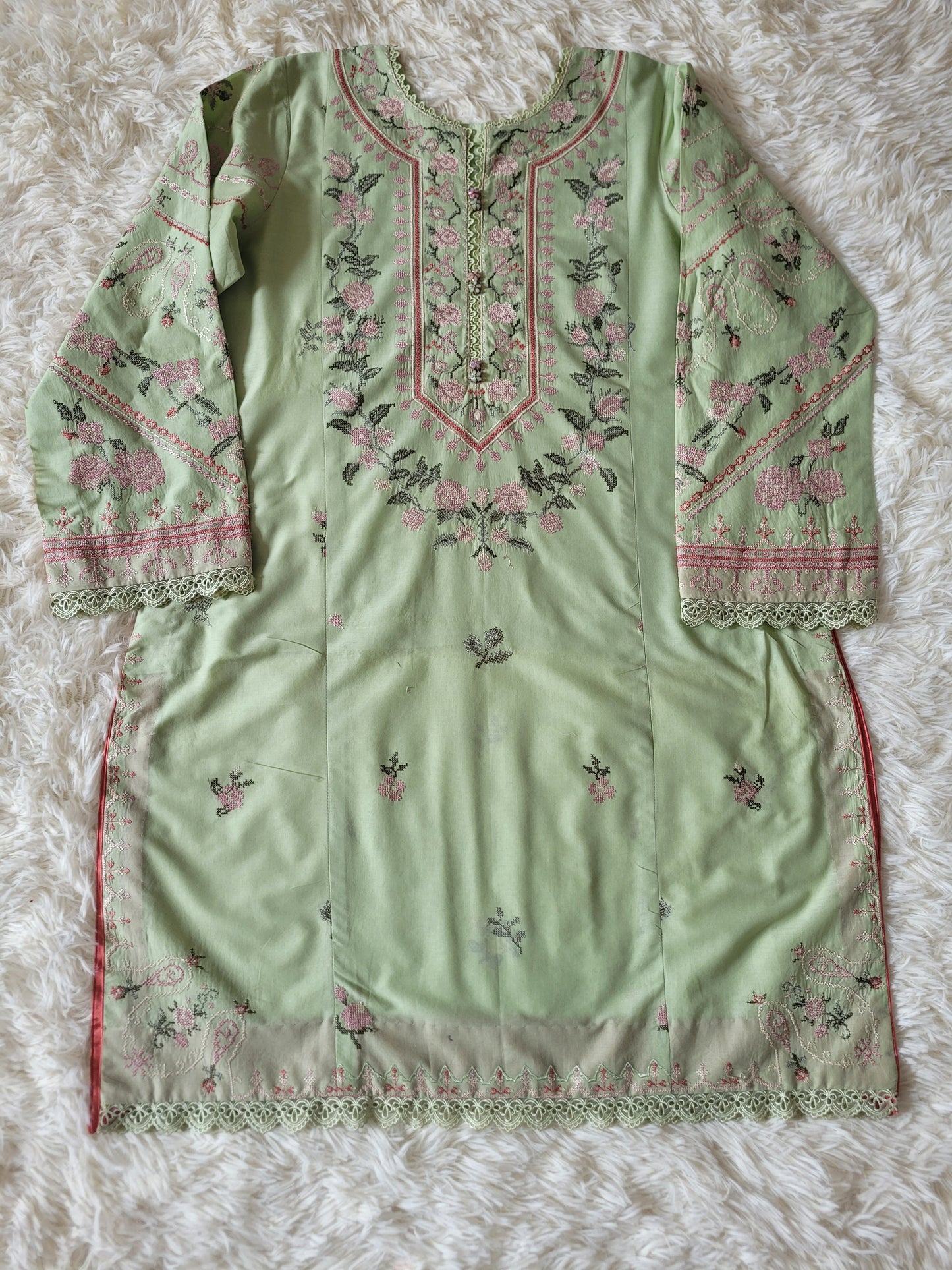 Zara Floral Green Printed Lawn Suit with Chiffon Dupatta
