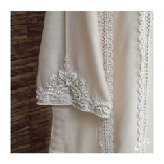 Chambeli Serenity: Embellished Cotton Net Dress with Chiffon Dupatta