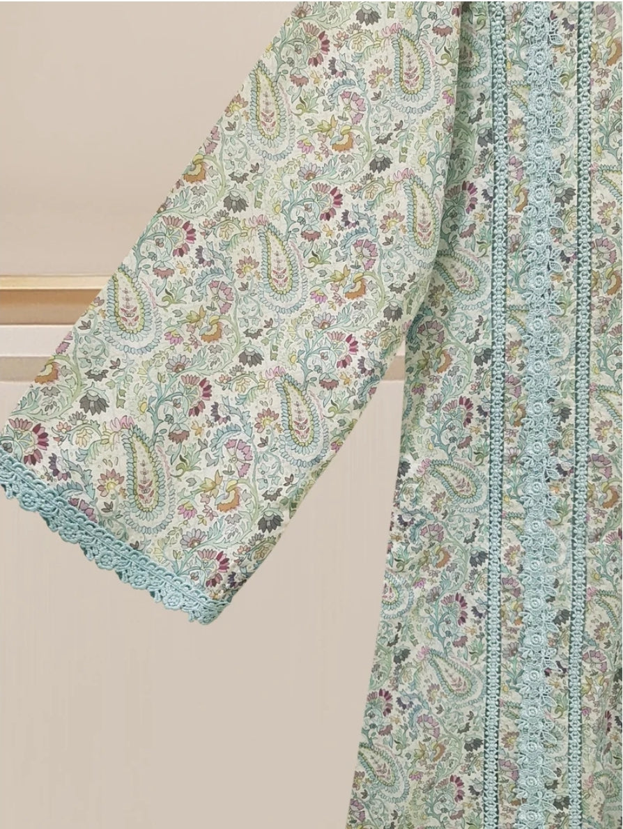 Agha Noor Cool Grey Printed Lawn Suit with Dupatta