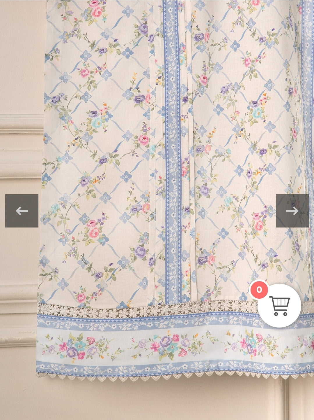 Agha Noor Ivory Lattice: Printed Cambric Shirt with Blue Accents