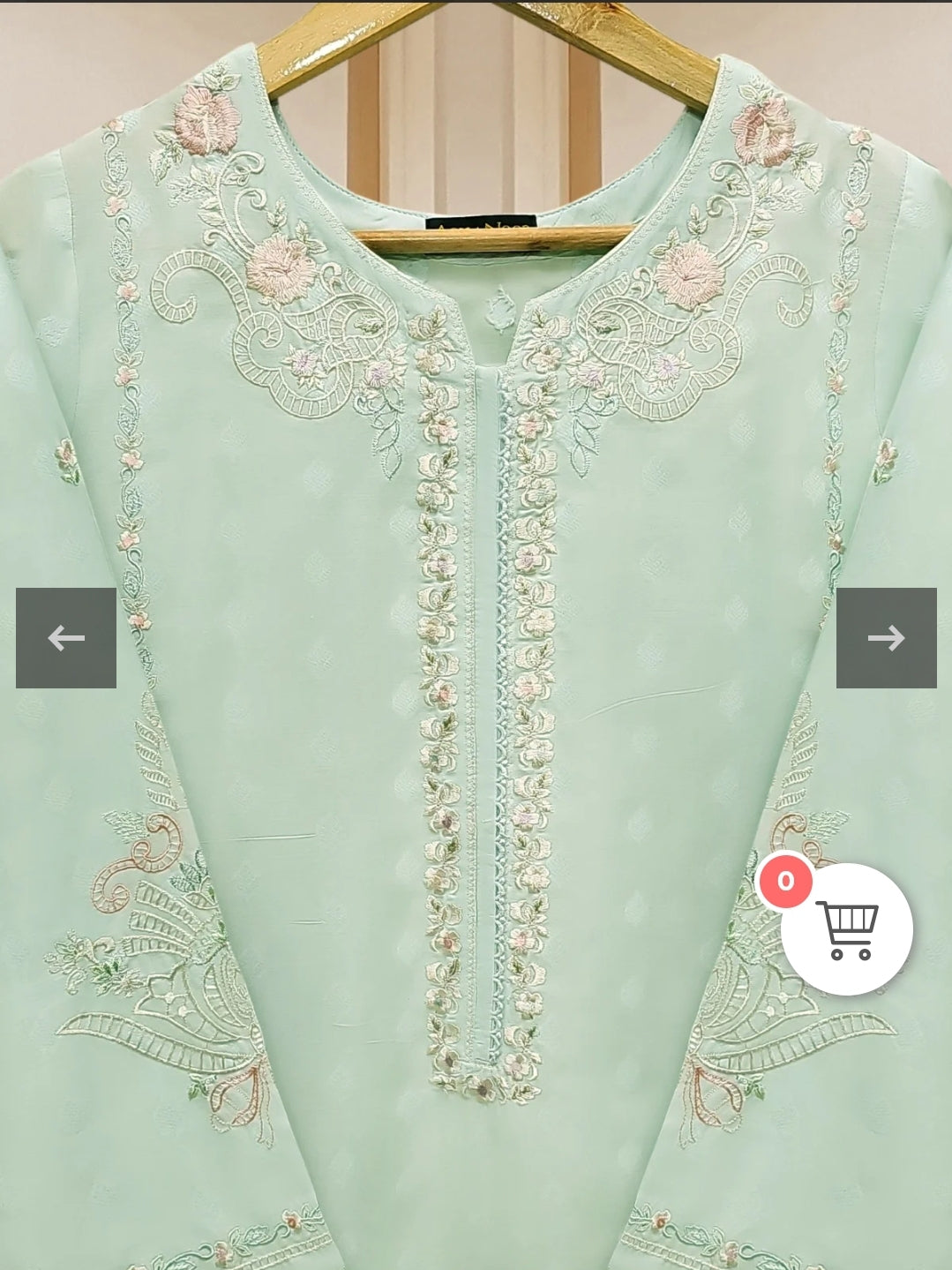Agha Noor Mint Bloom Heavily Embroidered Lawn Shirt