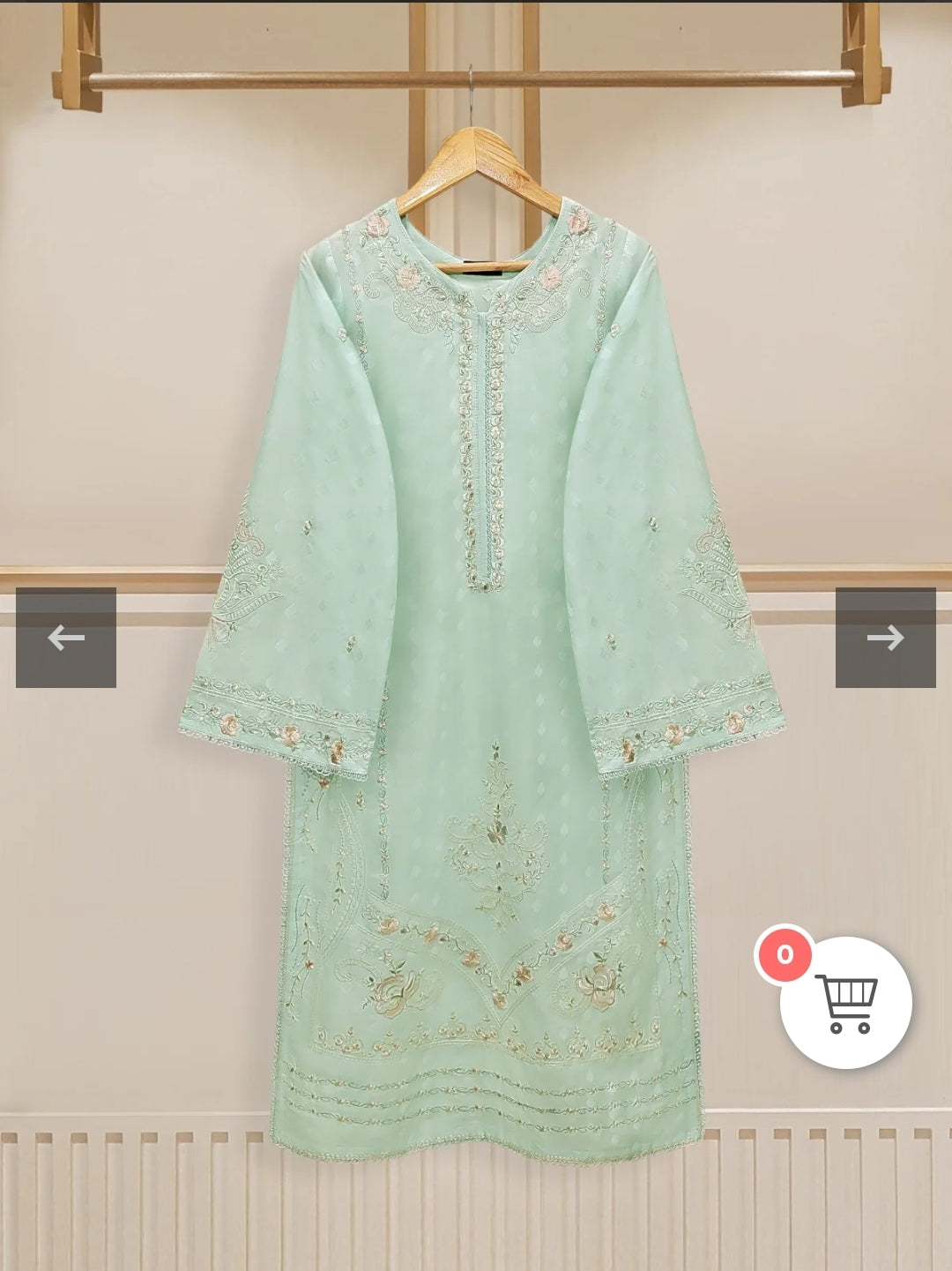 Agha Noor Mint Bloom Heavily Embroidered Lawn Shirt
