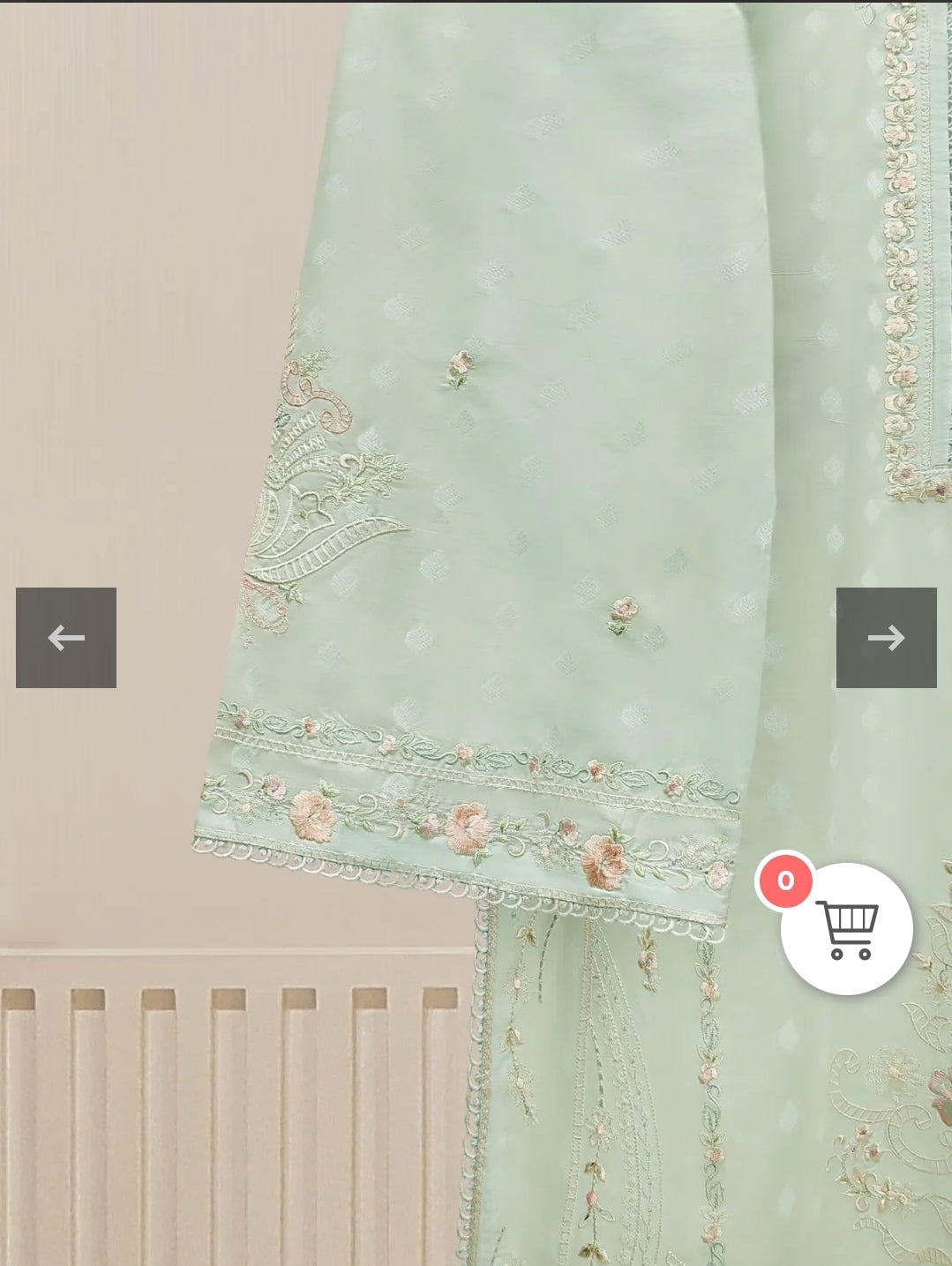 Agha Noor Mint Bloom Heavily Embroidered Lawn Shirt