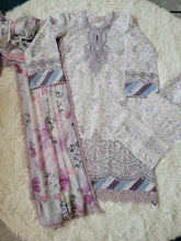 Aabyaan Lilac Meadow: Embroidered Printed Lawn Suit with Floral Dupatta