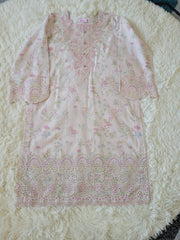 Aabyaan Blush Petals: Embroidered Cutwork Lawn Suit