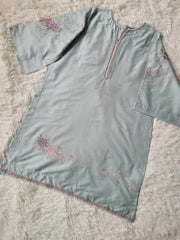 Baroque Aqua Blossom Embroidered Shirt & Trouser Set