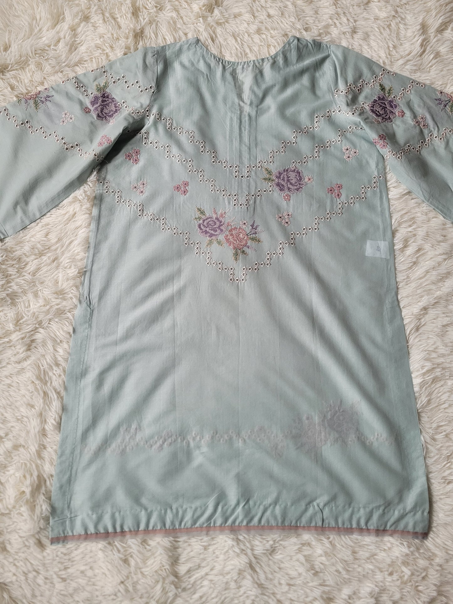 Baroque Aqua Blossom Embroidered Shirt & Trouser Set