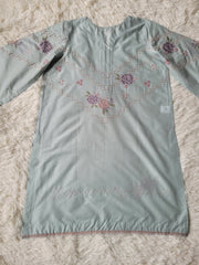Baroque Aqua Blossom Embroidered Shirt & Trouser Set