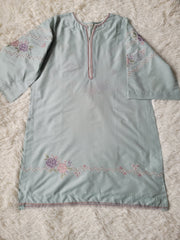 Baroque Aqua Blossom Embroidered Shirt & Trouser Set