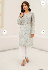 Baroque Grey Bloom: Embroidered Suit with Floral Dupatta