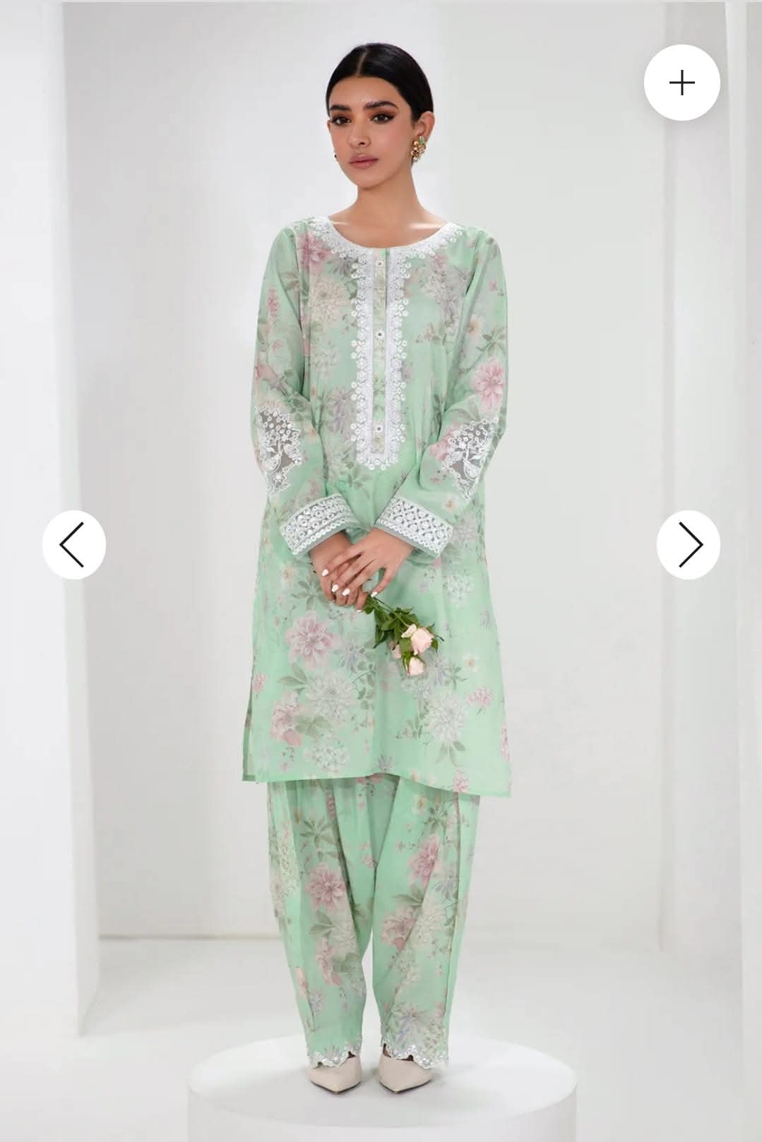 Baroque Mint Floral: Printed Lawn Co-ords
