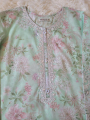 Baroque Mint Floral: Printed Lawn Co-ords