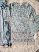 Bin Saeed Aqua Cascade: Printed Lawn Suit with Delicate Accents