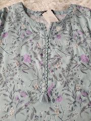 Bin Saeed Aqua Cascade: Printed Lawn Suit with Delicate Accents