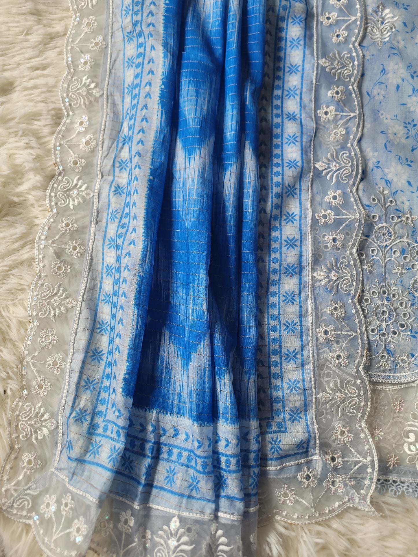 Bin Saeed Printed Lawn Suit with Delicate White Embroidery