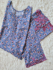 2 Piece Blue All-Over Floral Print