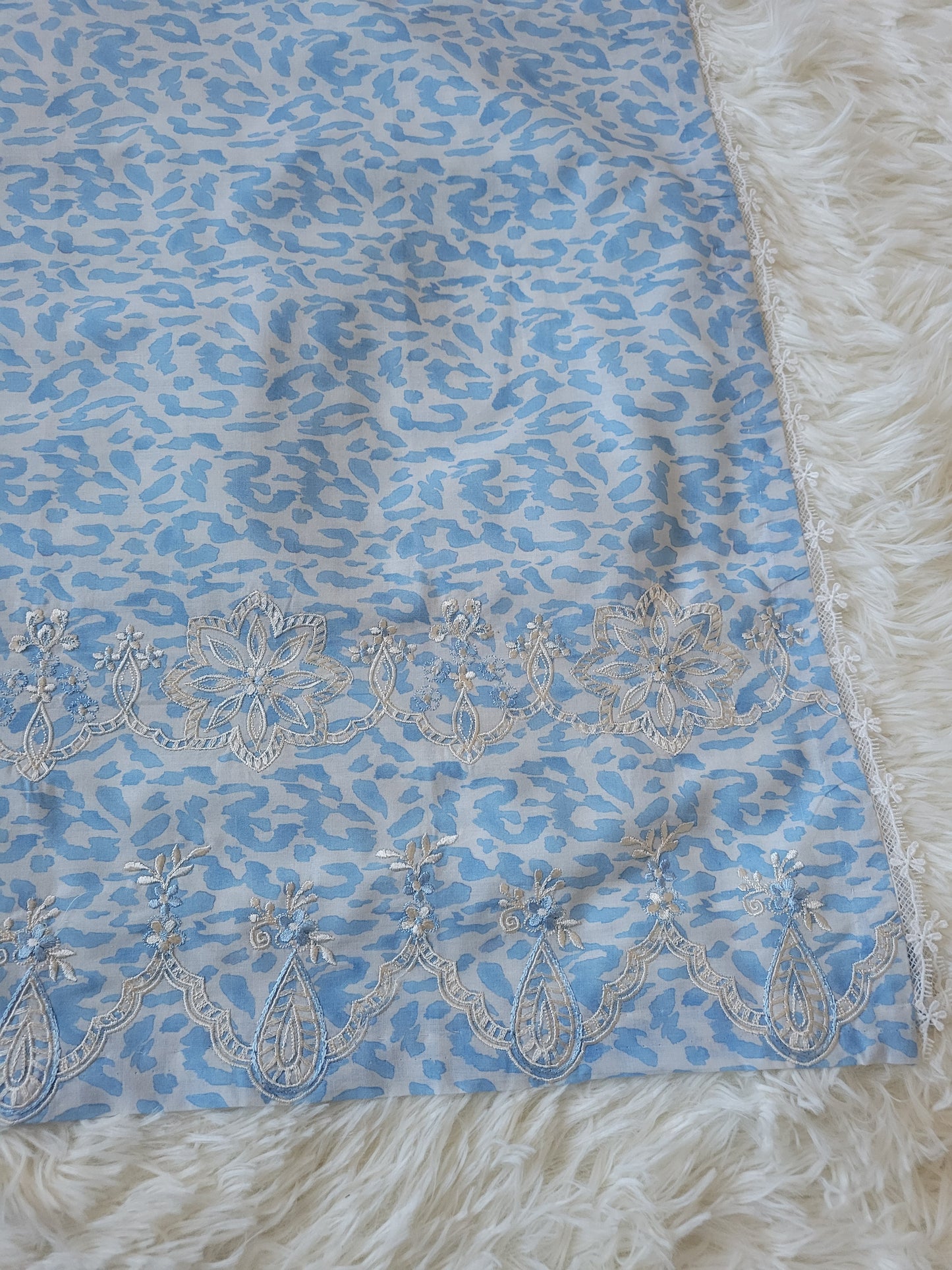 Agha Noor Azure Meadow: Embroidered Printed Lawn Shirt