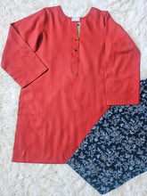 2 Piece Marina Solid Radish Rust Kurta with Printed Floral Shalwar