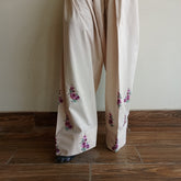 Candlelit Bloom Embroidered Beige Shalwar