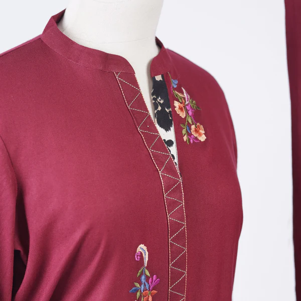 Burgundy Flora: Embroidered Marina Duo