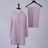 Lilac Grace: Embroidered Georgette Set