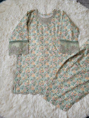 Faiza Faisal Meadow Fresh: Floral Printed Suit with Lace Accents
