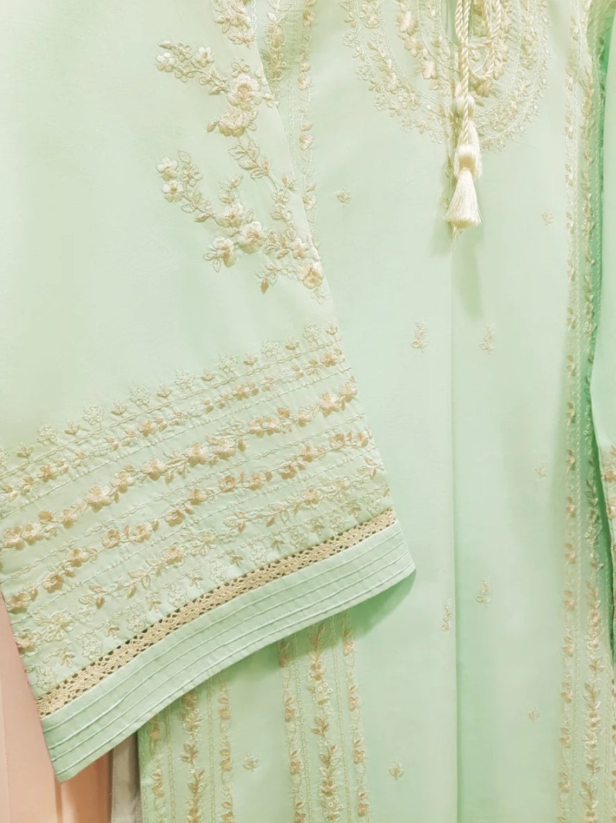 Agha Noor Mint Green Embroidered Lawn Suit