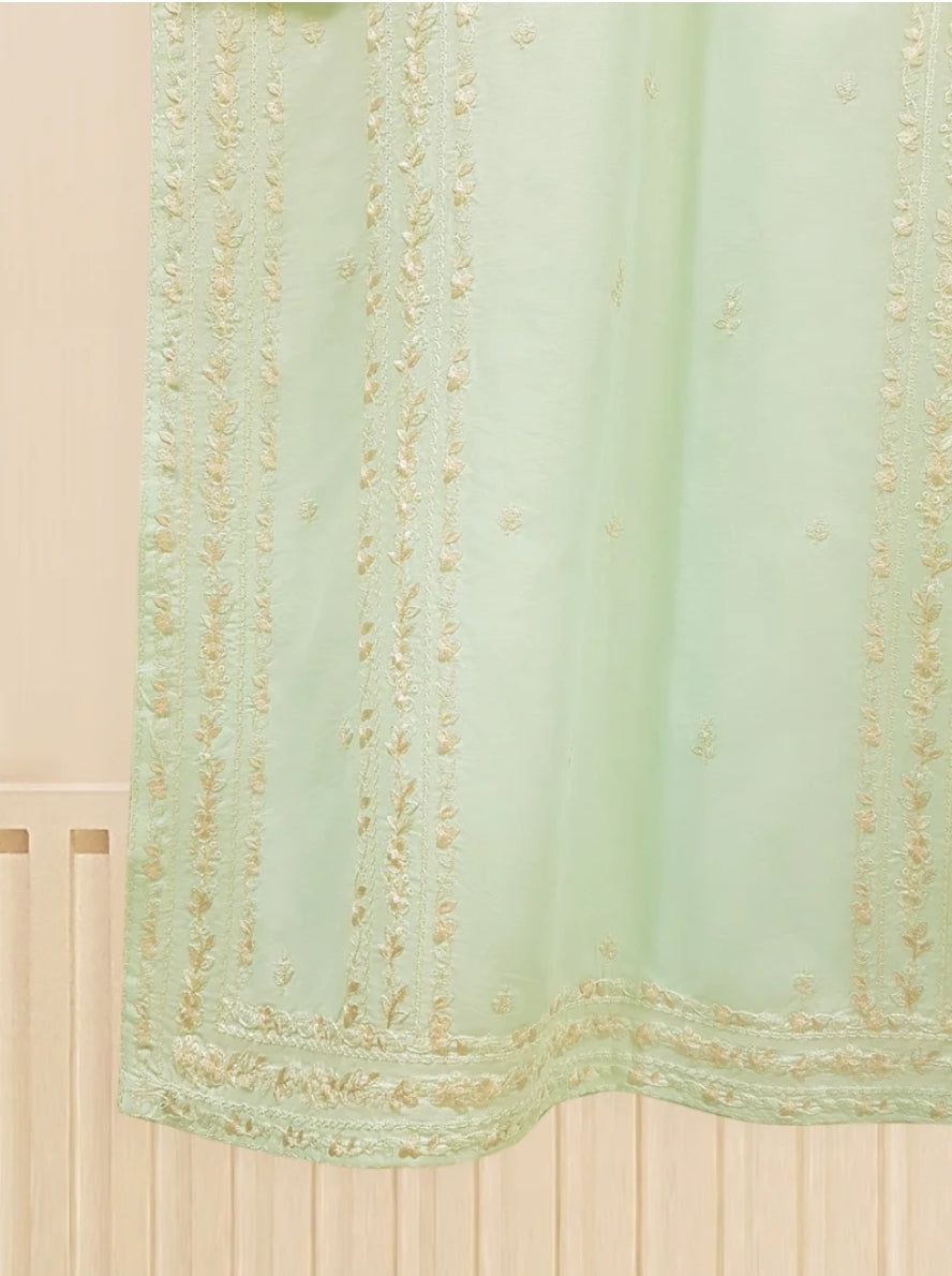 Agha Noor Mint Green Embroidered Lawn Suit