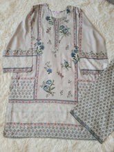 2 Piece Light Grey Kurta with Blue/Red Print
