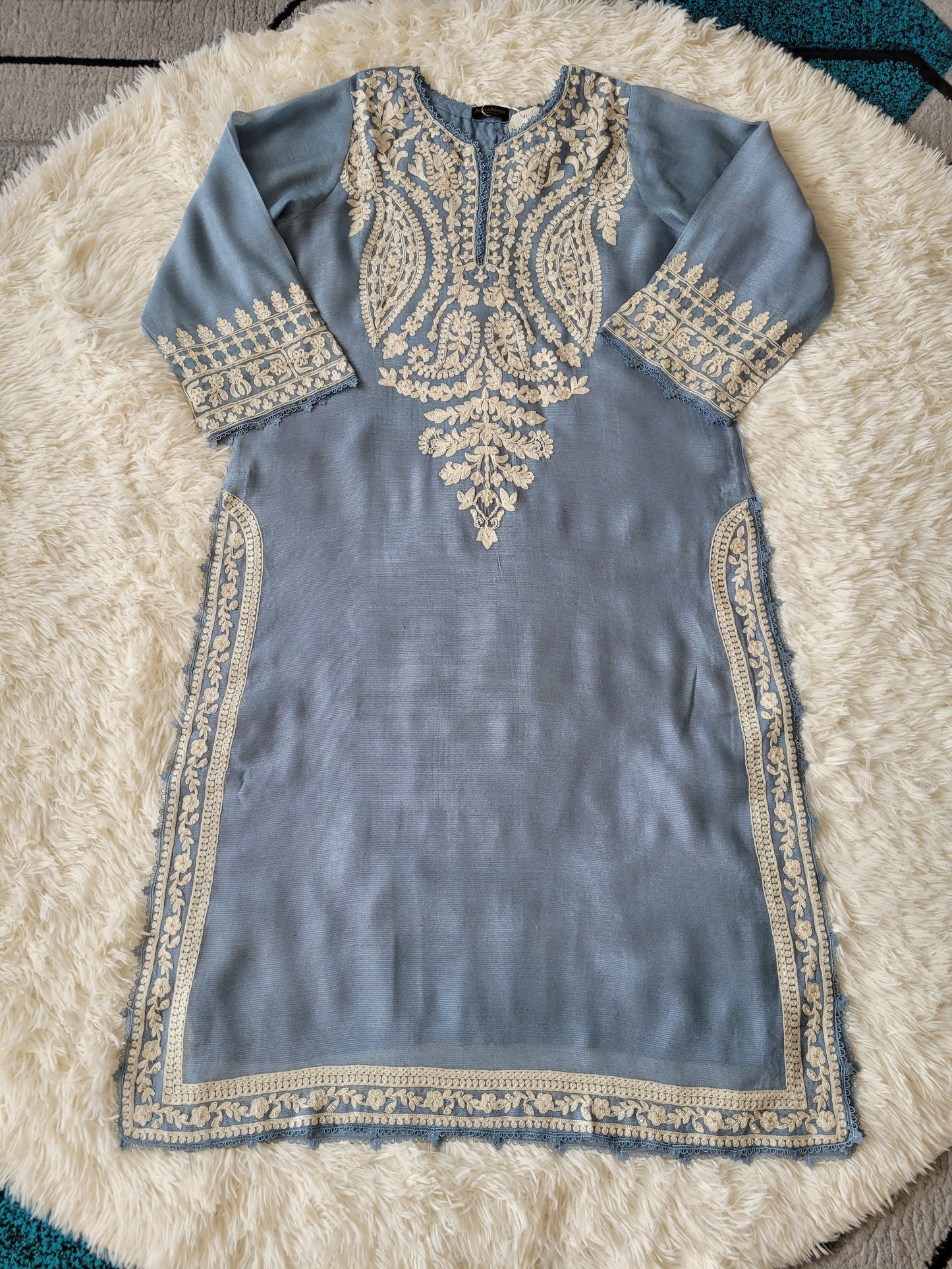 Agha Noor Sterling Bloom Embroidered Cotton Net Formal Suit