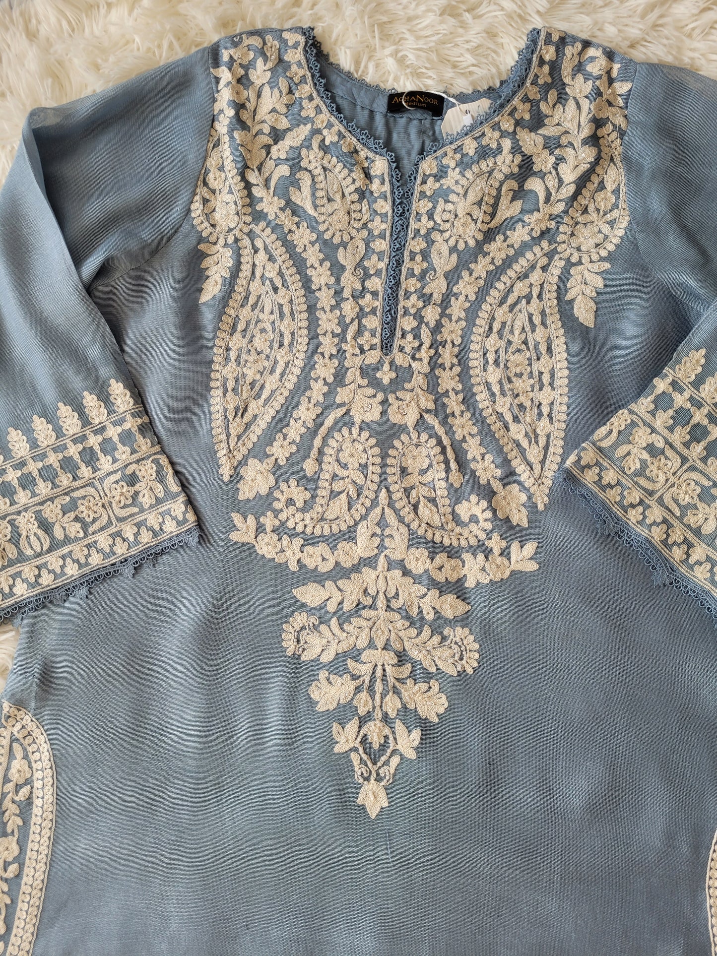 Agha Noor Sterling Bloom Embroidered Cotton Net Formal Suit