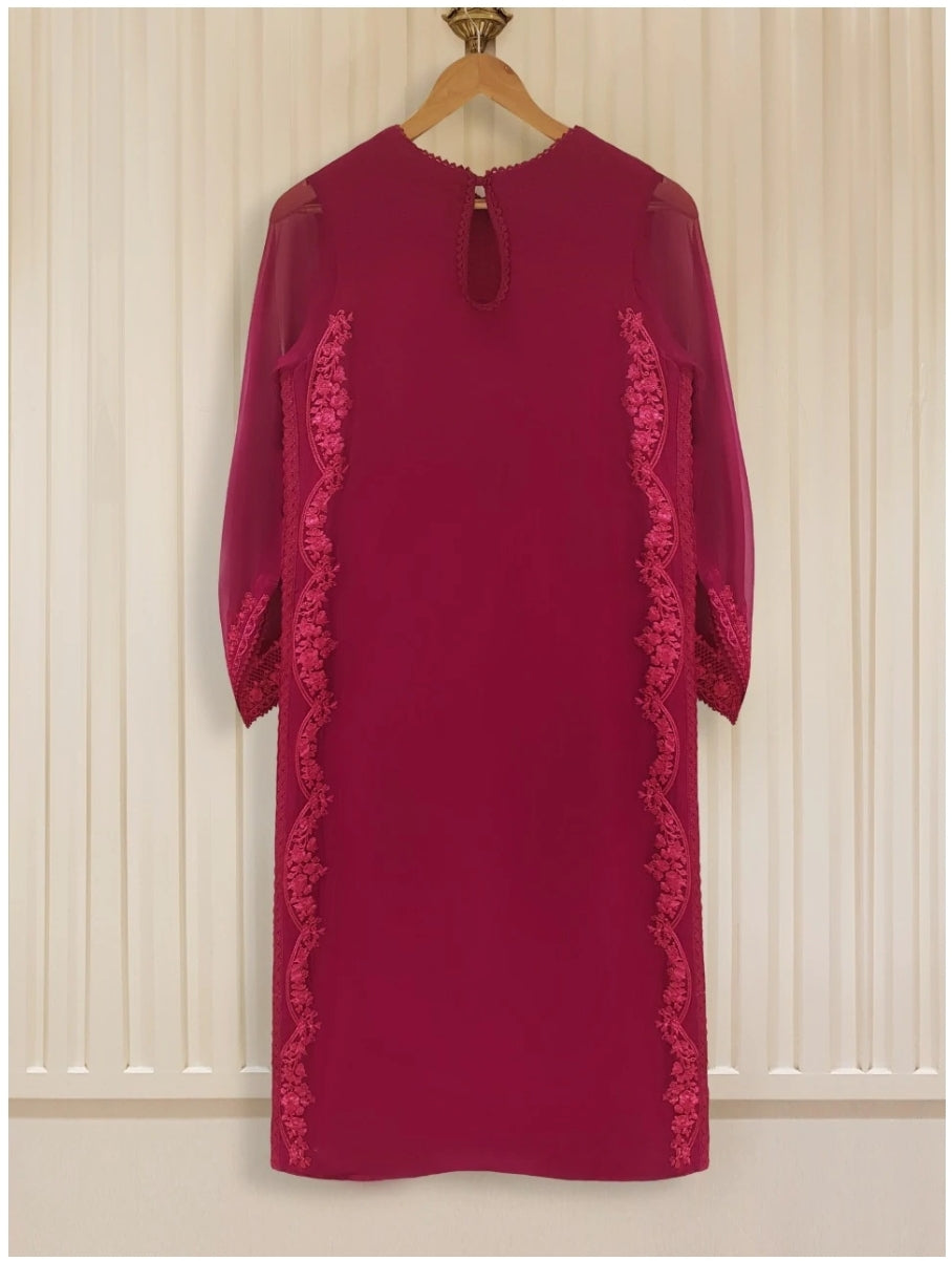 Agha Noor Fuchsia Dream: Ornate Embroidered Chiffon Ensemble