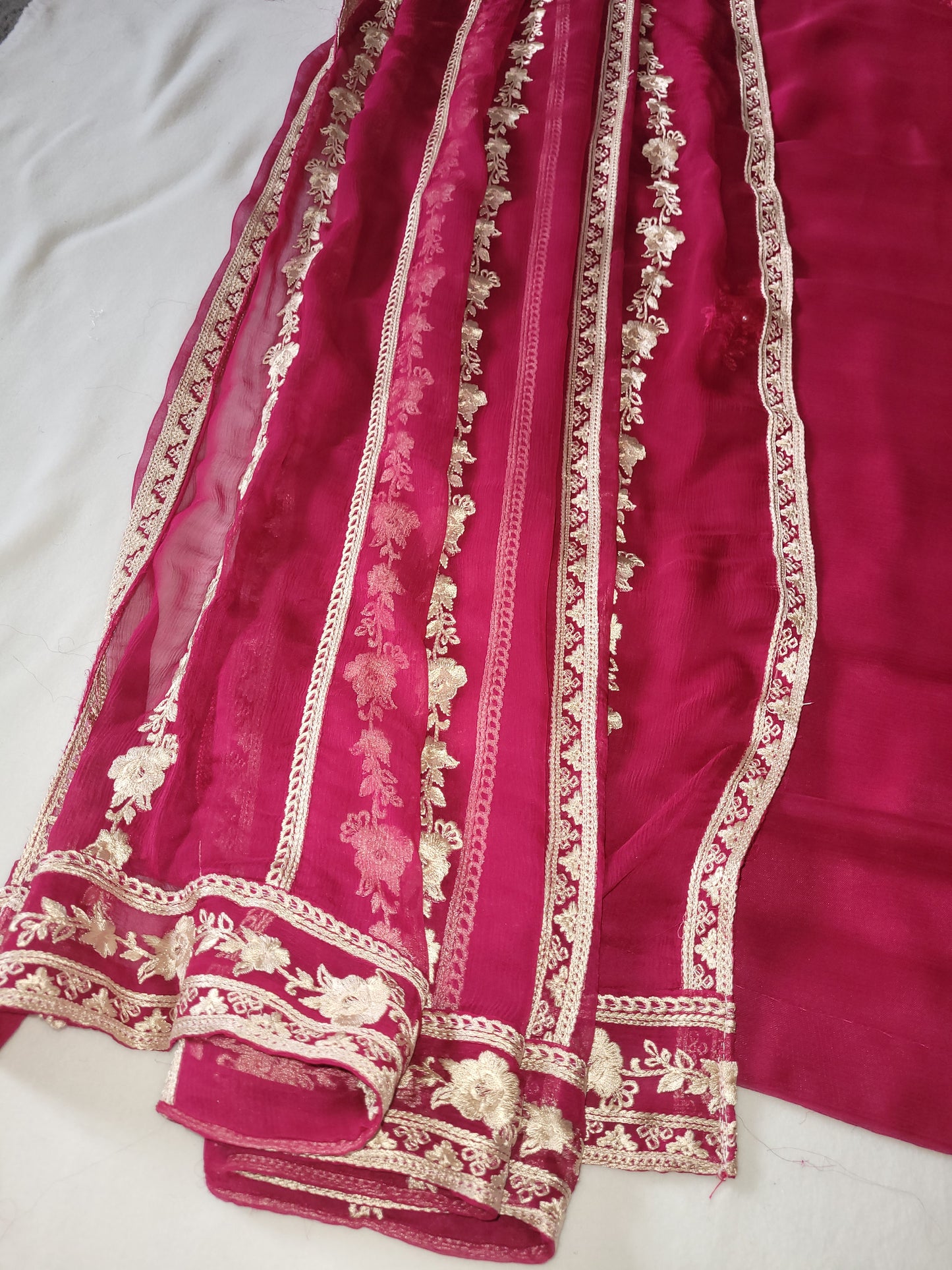 Agha Noor Fuchsia Dream: Ornate Embroidered Chiffon Ensemble