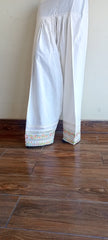 Chic White Lattice & Bloom Embroidered Shalwar with Delicate Lace