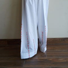Crisp White Budding Vine Embroidered Shalwar