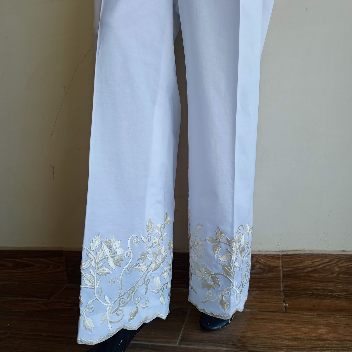 Regal Ivory Bloom Embroidered Shalwar