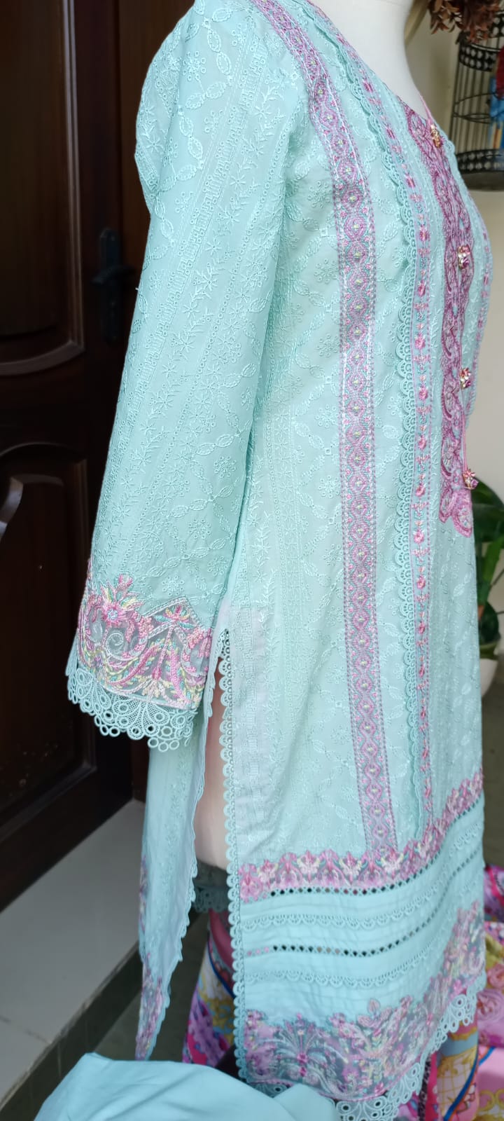 Kanwal Malik Aqua Dream: Embroidered Suit with Artistic Dupatta