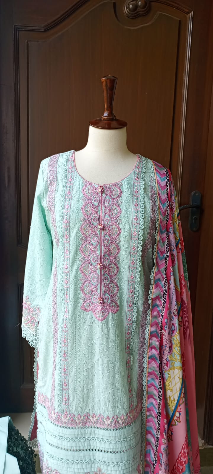 Kanwal Malik Aqua Dream: Embroidered Suit with Artistic Dupatta