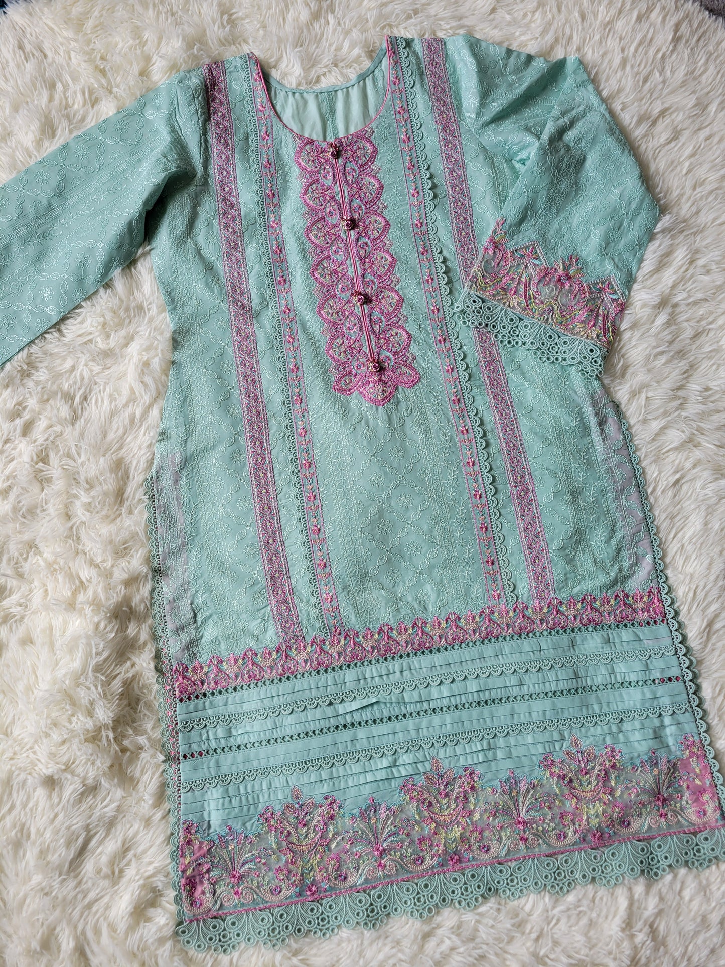 Kanwal Malik Aqua Dream: Embroidered Suit with Artistic Dupatta