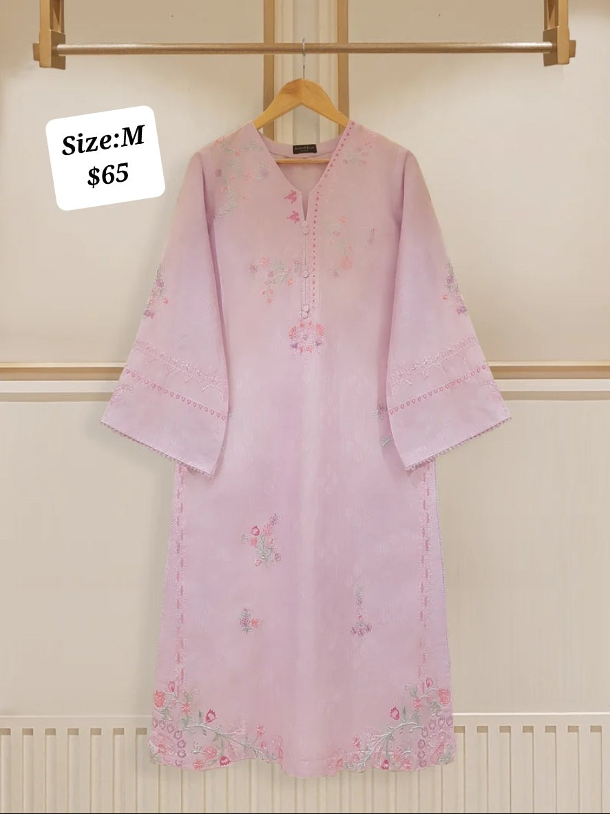 Agha Noor Lavender Jacquard Embroidered Shirt