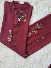 Embroidered Marina Coord - Deep Maroon Kurta with Trousers