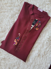 Embroidered Marina Coord - Deep Maroon Kurta with Trousers