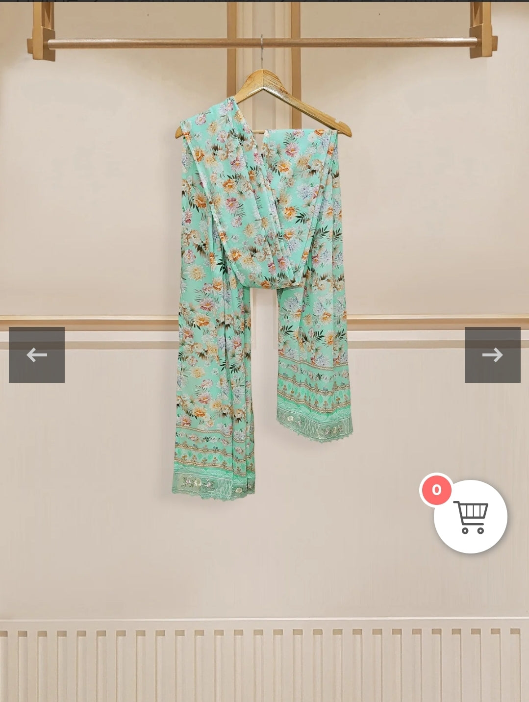 Mint Whisper: Embroidered lawn shirt with printed dupatta