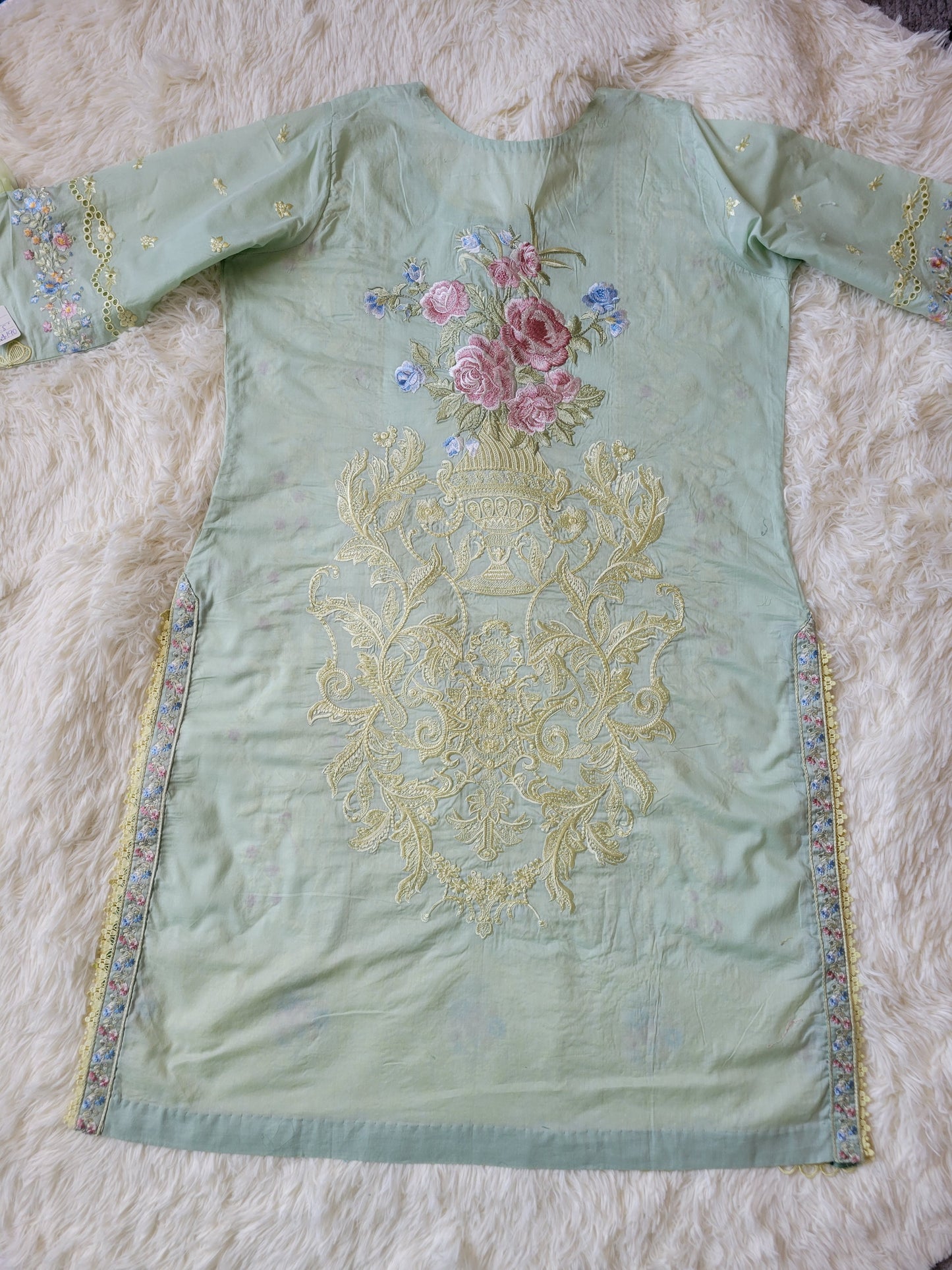 Mushq Meadow Bloom Fully Embroidered Lawn Suit with Pure Silk Dupatta