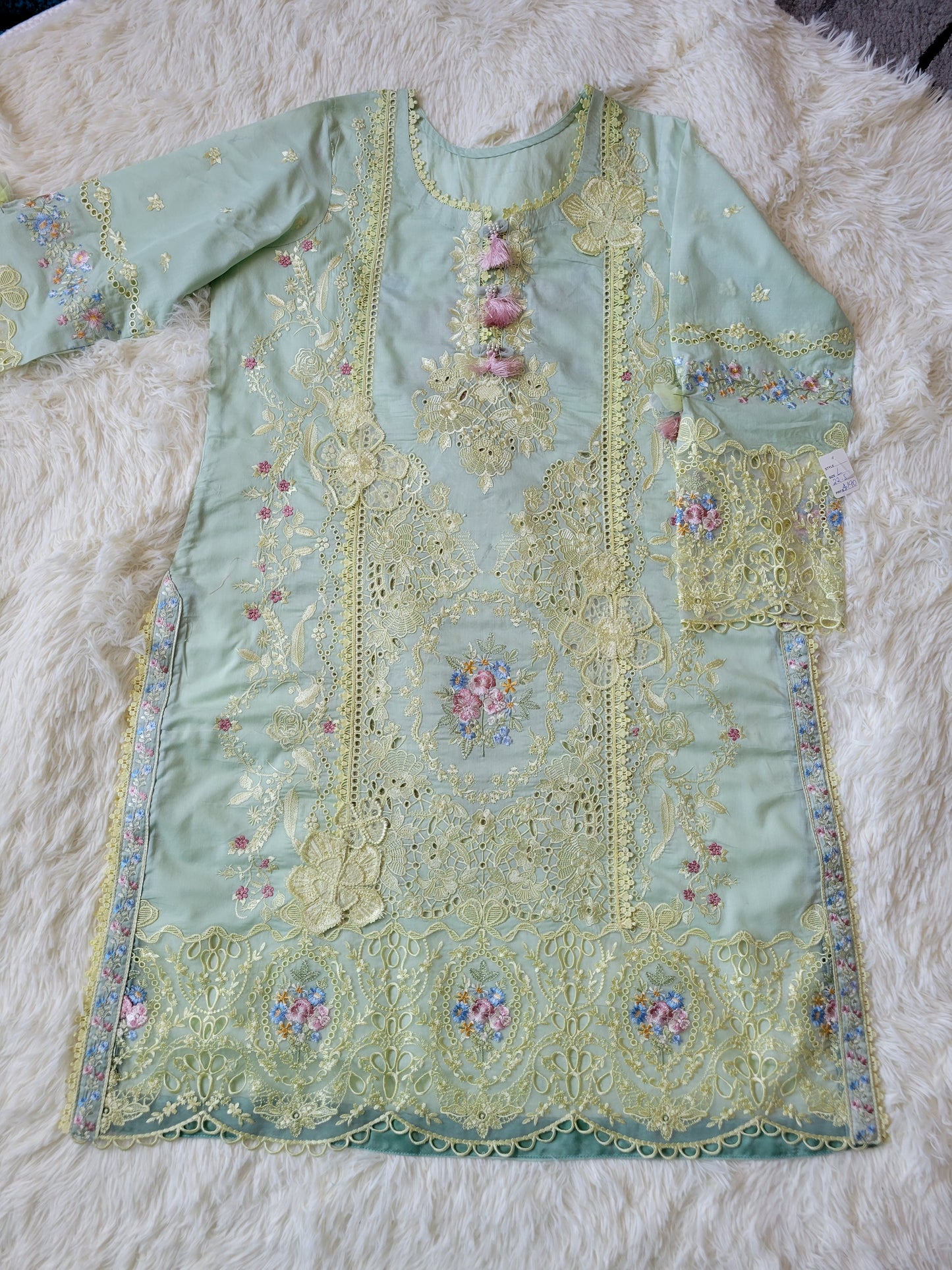 Mushq Meadow Bloom Fully Embroidered Lawn Suit with Pure Silk Dupatta